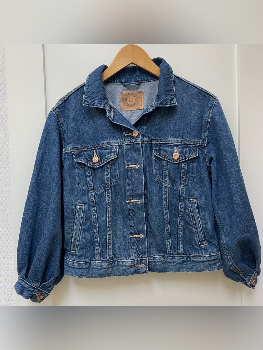 DÔEN x GAP Kids Girls Size Large Oversized Icon Denim Jacket Cotton Gathered